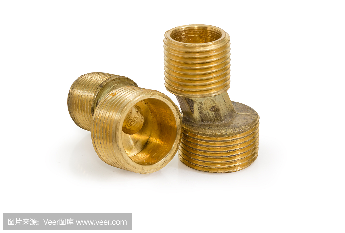 兩個(gè)黃銅偏心連接器的墻攪拌機(jī)水龍頭特寫